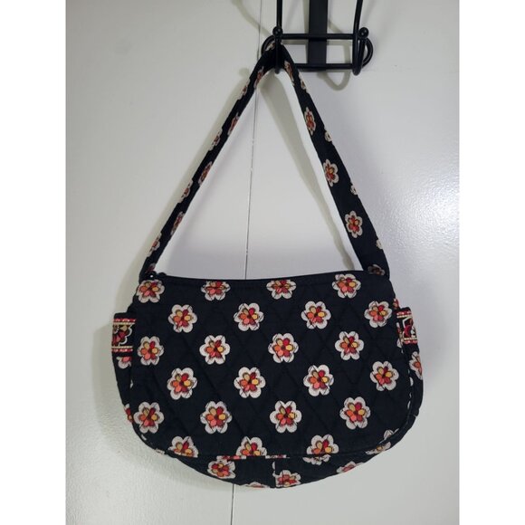 VERA BRADLEY Retired Pirouette Floral Black Purse Mini Hobo Handbag Cottagecore - Picture 7 of 7